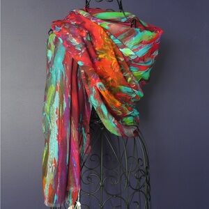 Vibrant Abstract Art Shawl - Design Flower Power